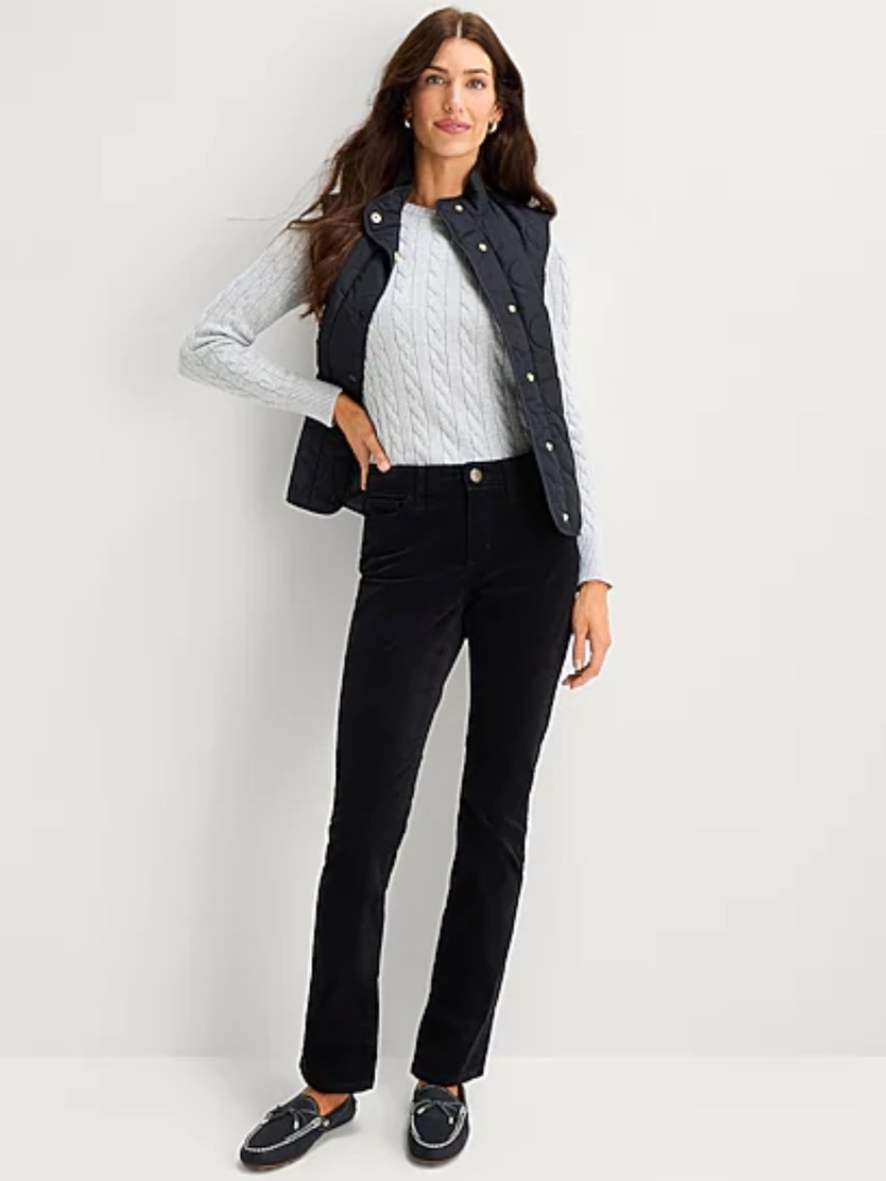 NWT St. John's Bay Secretly Slender Black Corduroy Pants - Size 12
